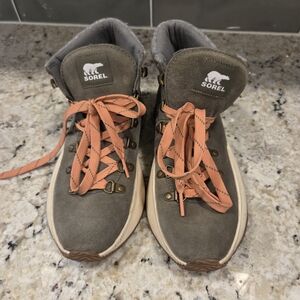 Sorel Charcoal and Coral Hiking Boots